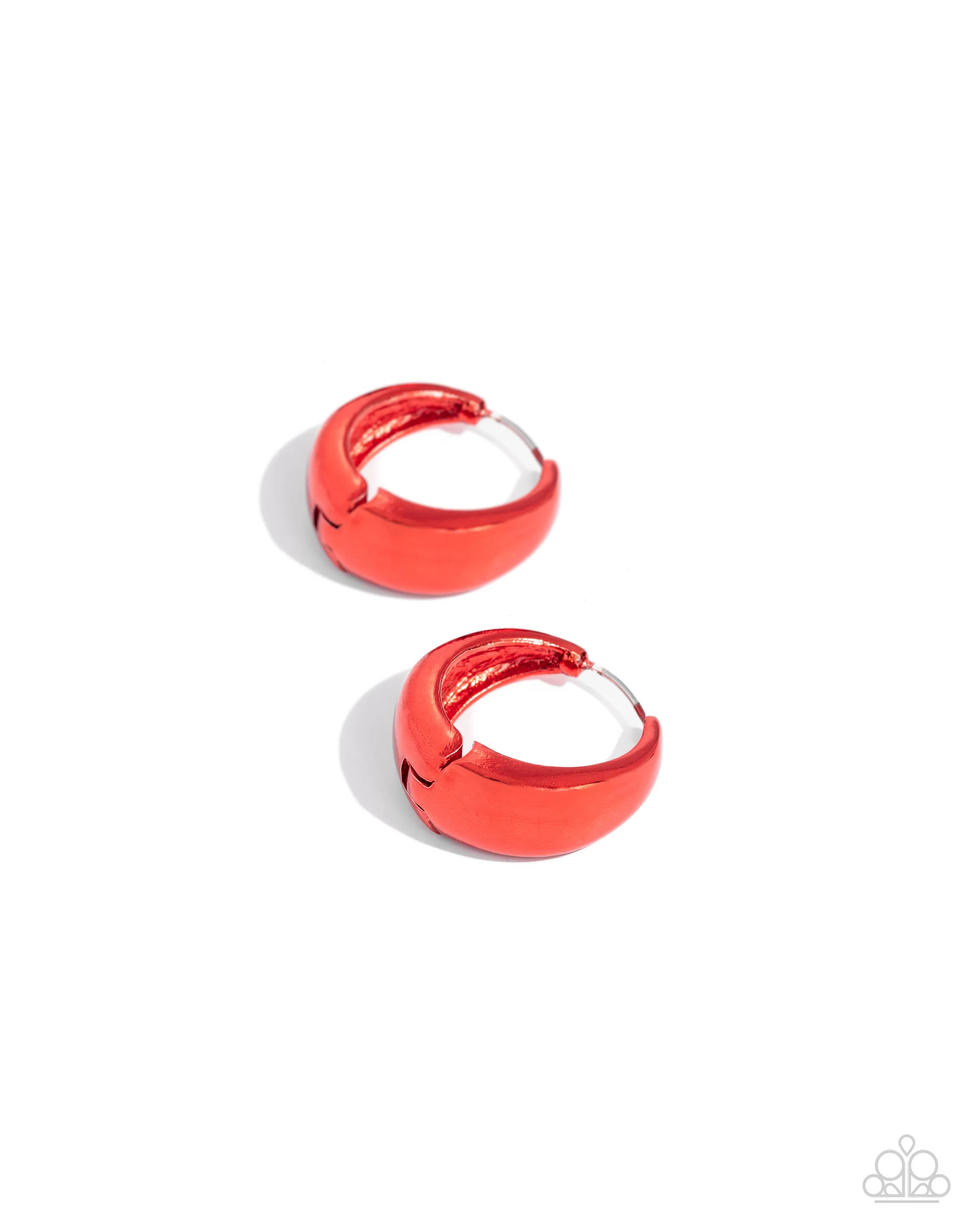 Colorful Curiosity - Red - Metallic Paparazzi Hinge Hoops