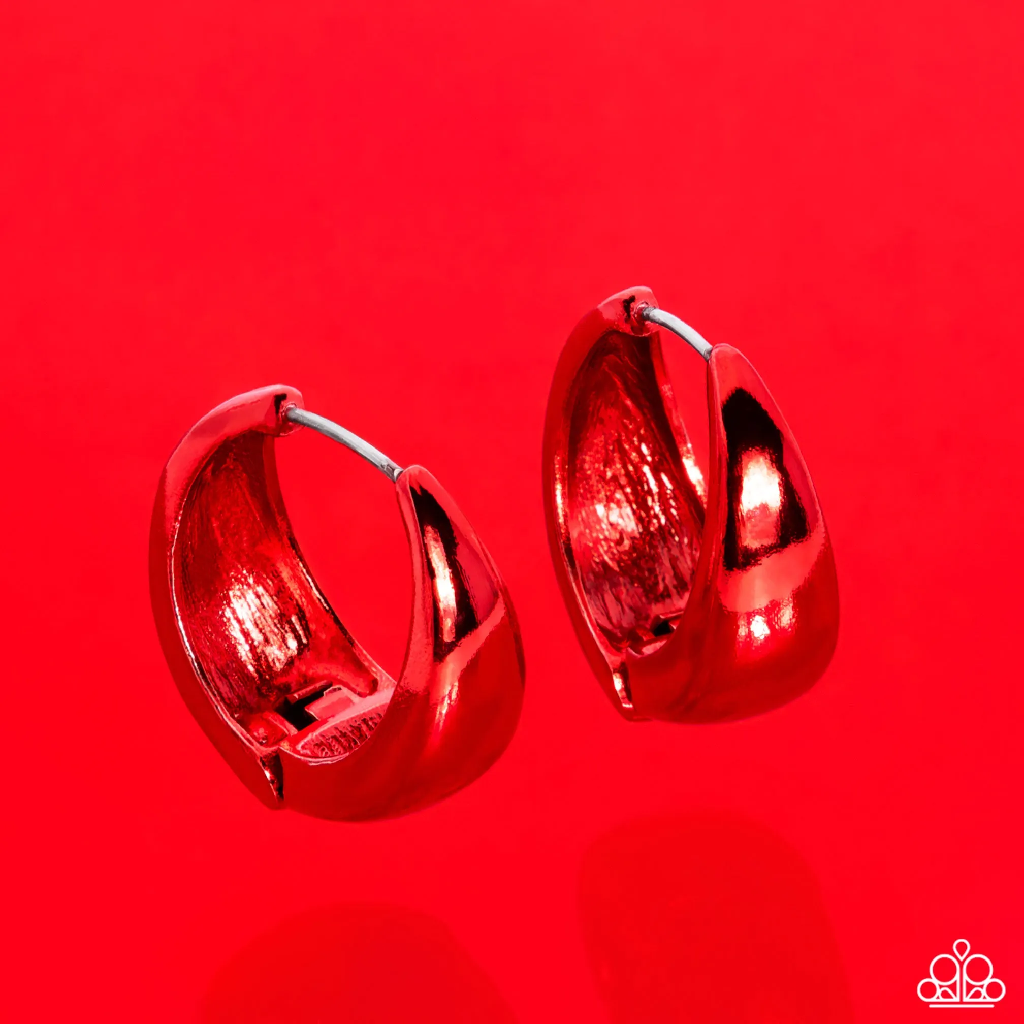 Colorful Curiosity - Red - Metallic Paparazzi Hinge Hoops