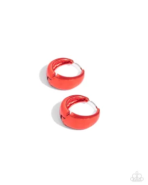 Colorful Curiosity - Red - Metallic Paparazzi Hinge Hoops