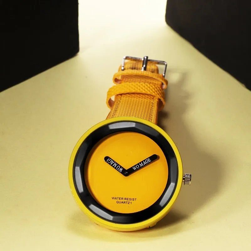 Colorful Watch with Leather Band