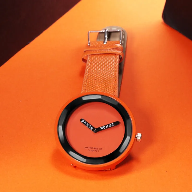 Colorful Watch with Leather Band