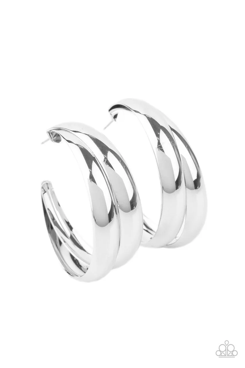 Colossal Curves Silver Paparazzi Earrings