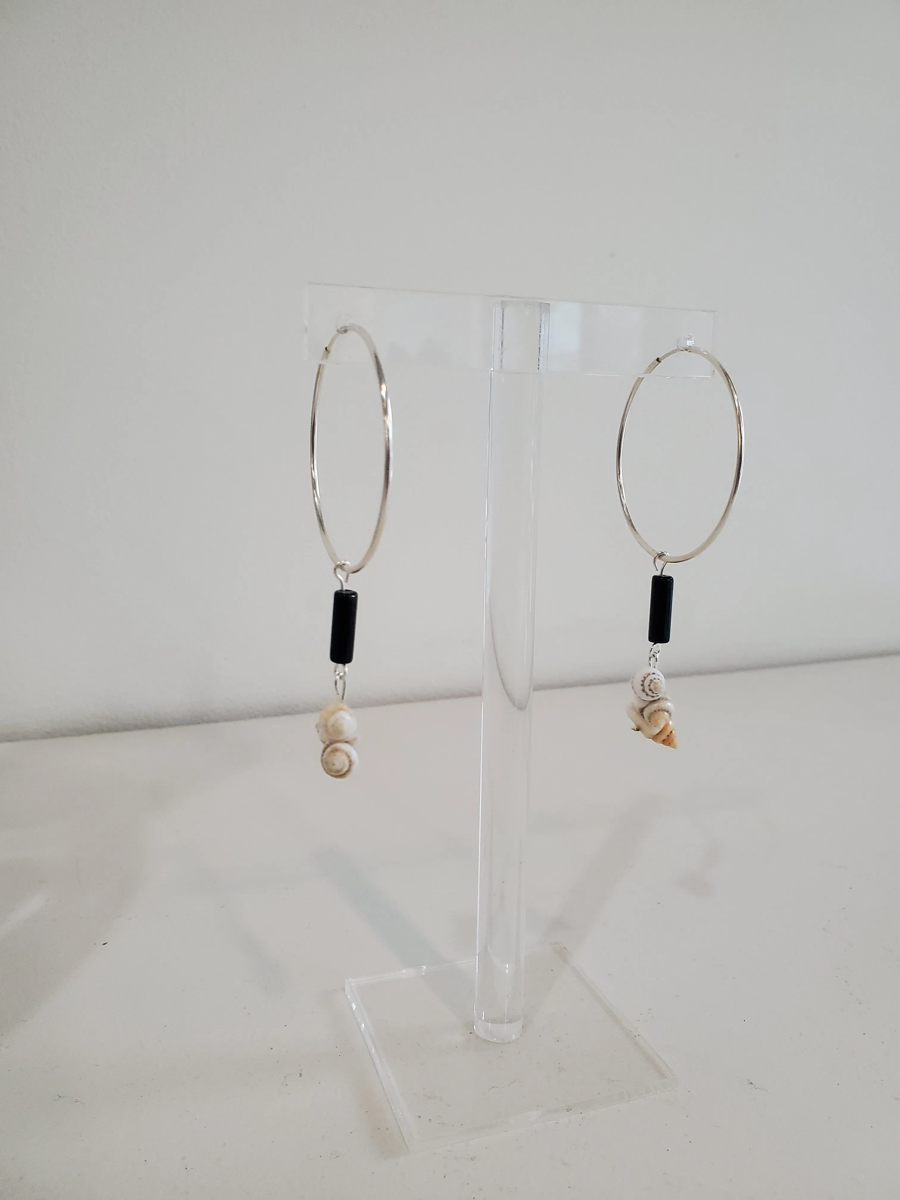 Confetti Hoop Earrings - Sterling Silver natural multi