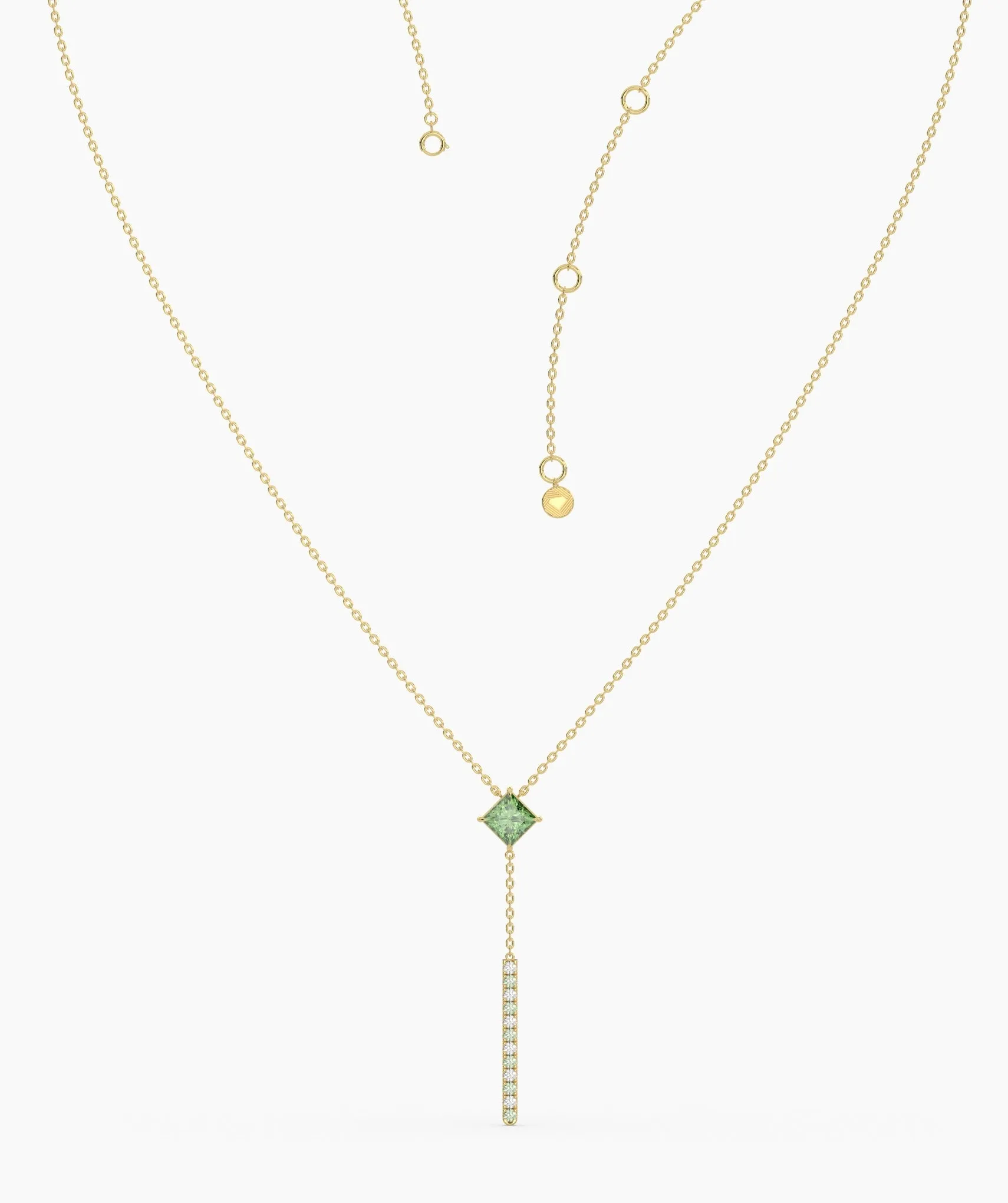 Contemporary Green Gem & Vertical Bar Necklace