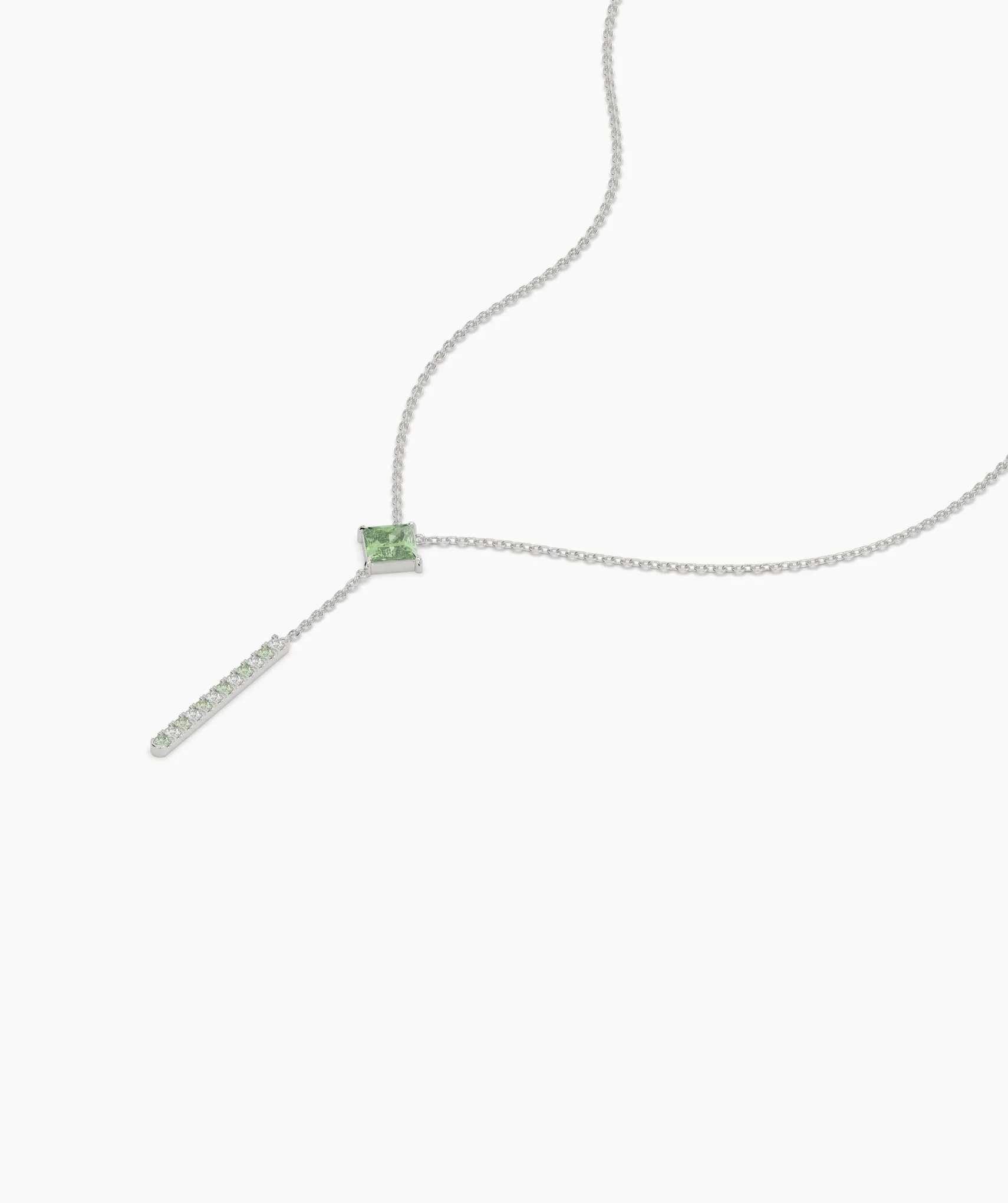 Contemporary Green Gem & Vertical Bar Necklace