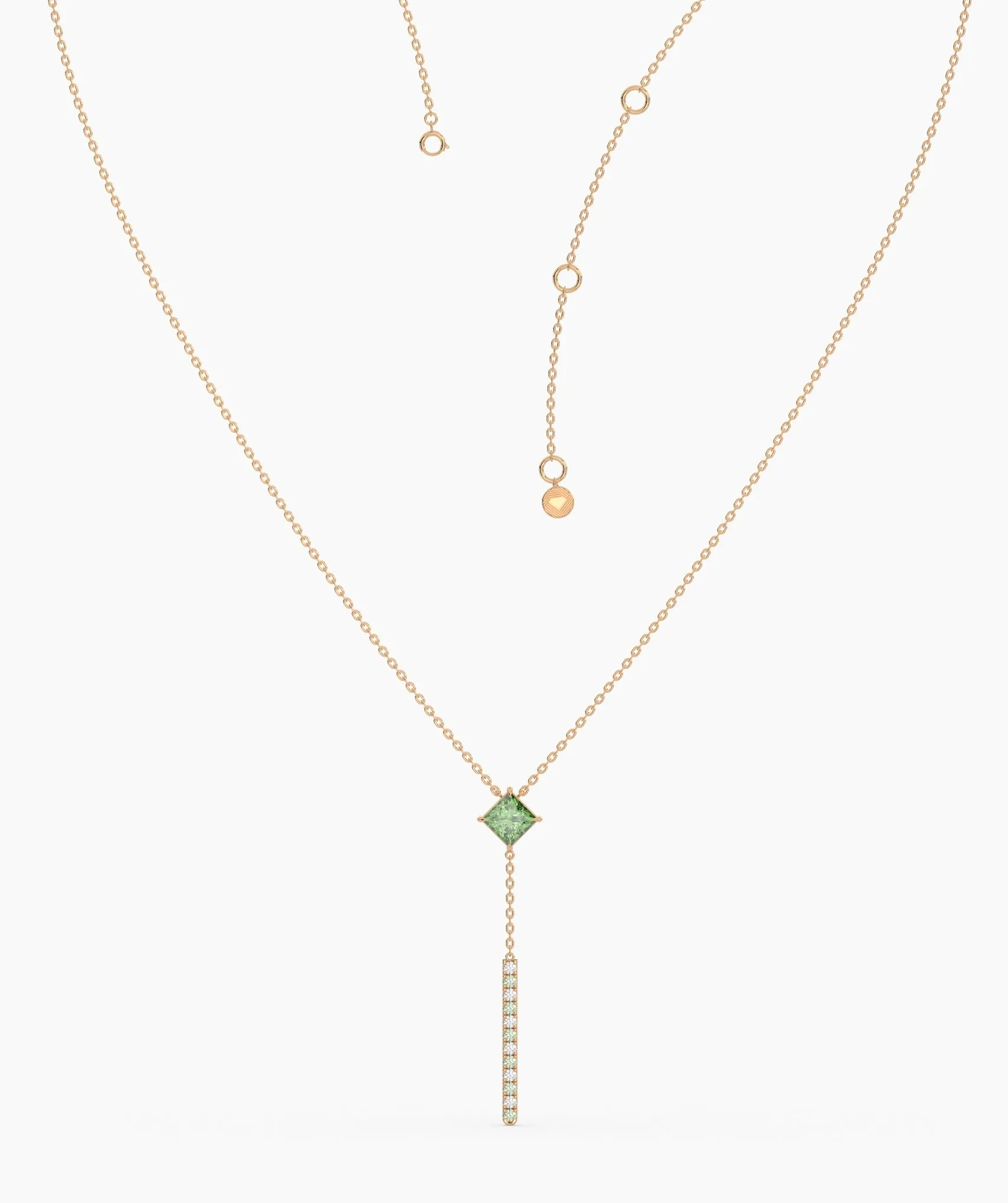 Contemporary Green Gem & Vertical Bar Necklace