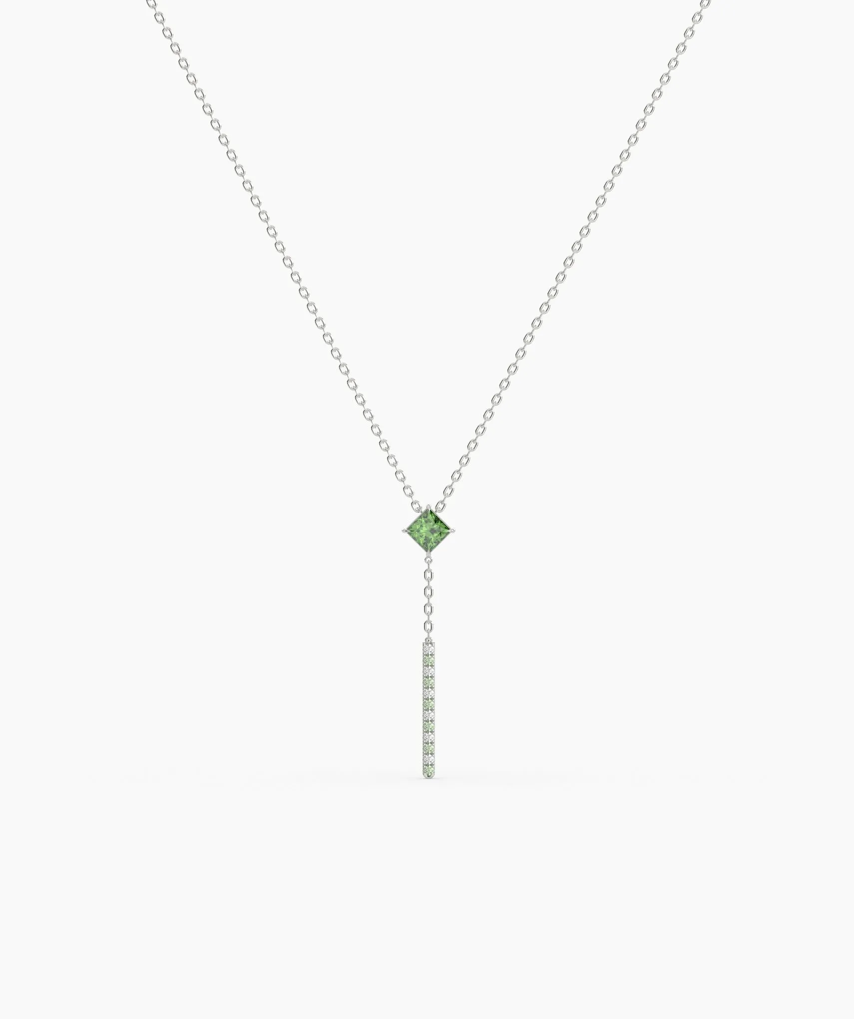 Contemporary Green Gem & Vertical Bar Necklace