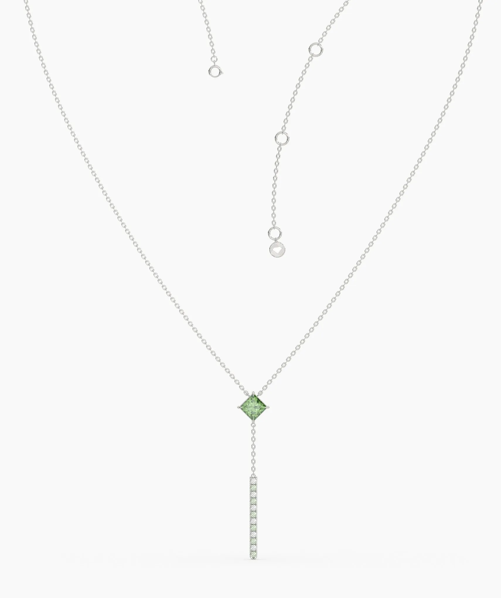 Contemporary Green Gem & Vertical Bar Necklace
