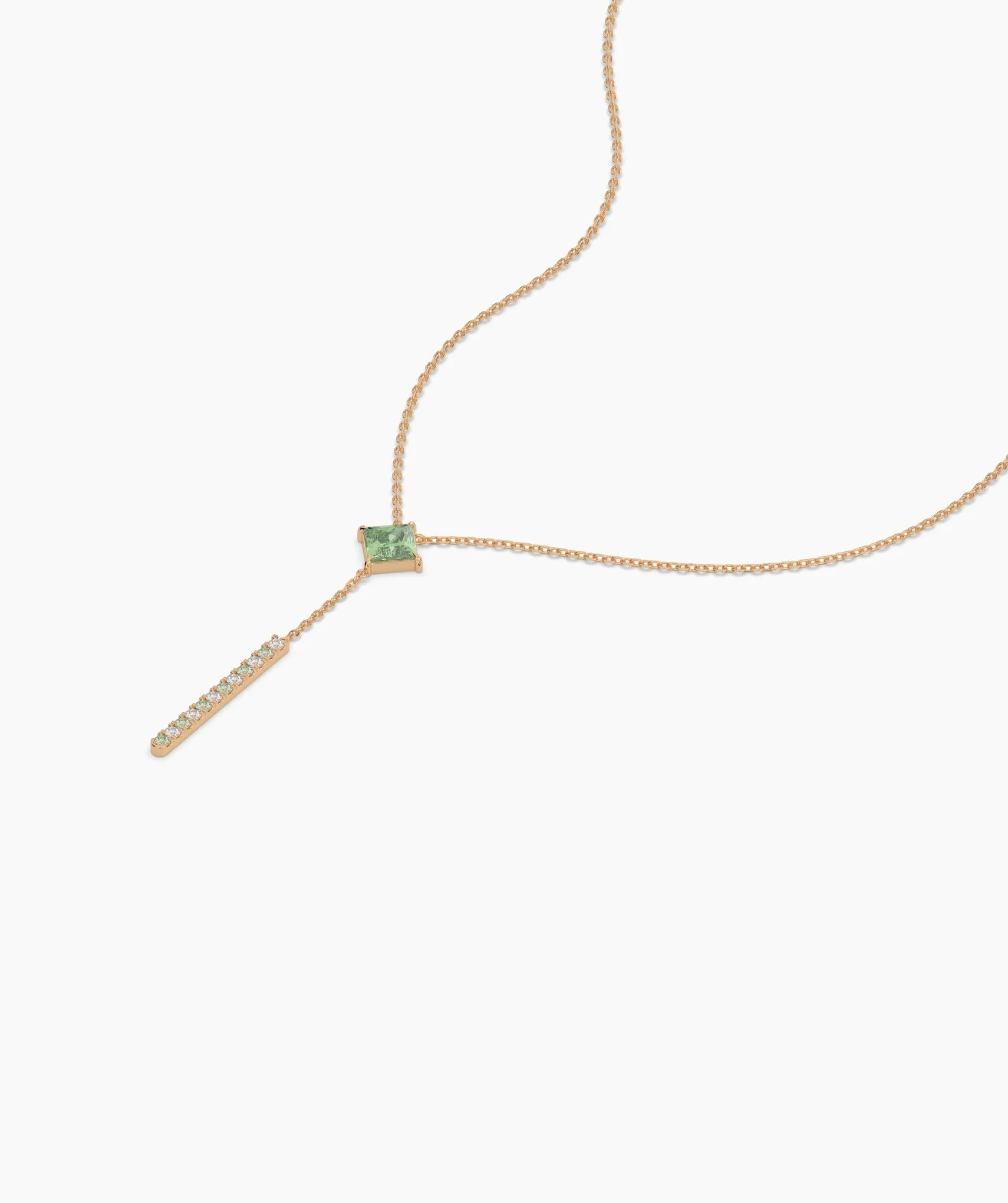 Contemporary Green Gem & Vertical Bar Necklace
