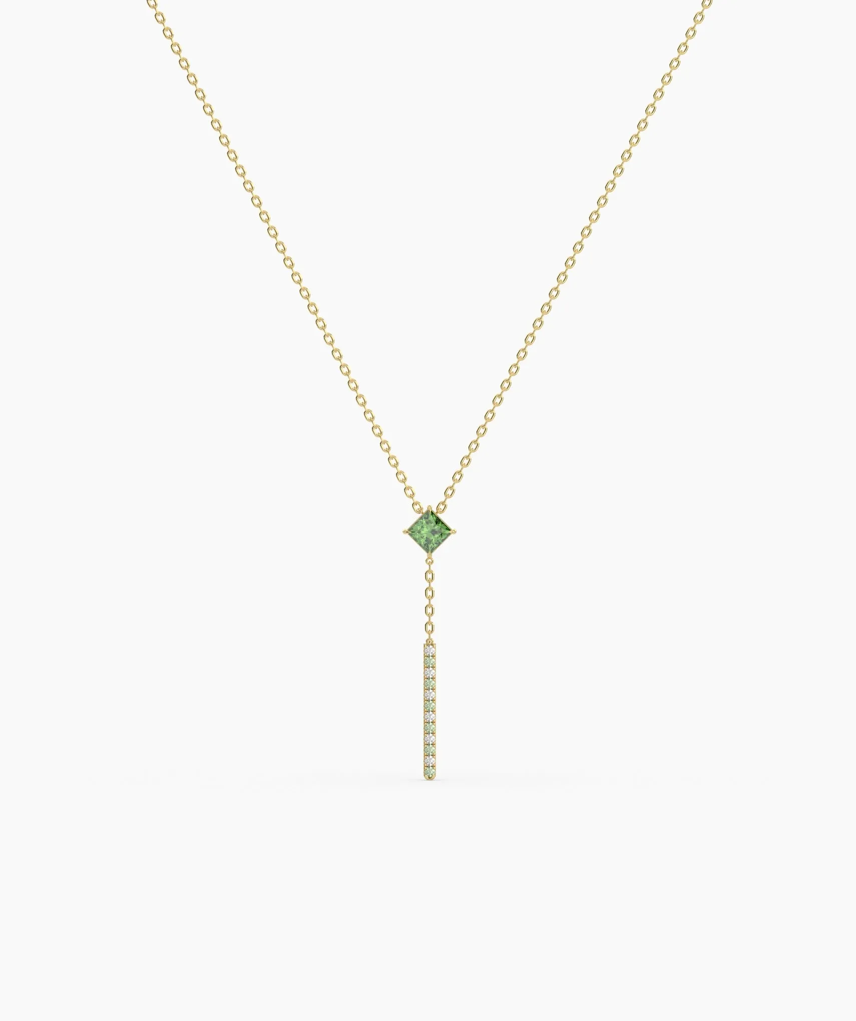 Contemporary Green Gem & Vertical Bar Necklace
