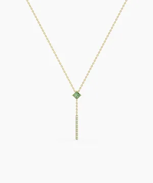 Contemporary Green Gem & Vertical Bar Necklace
