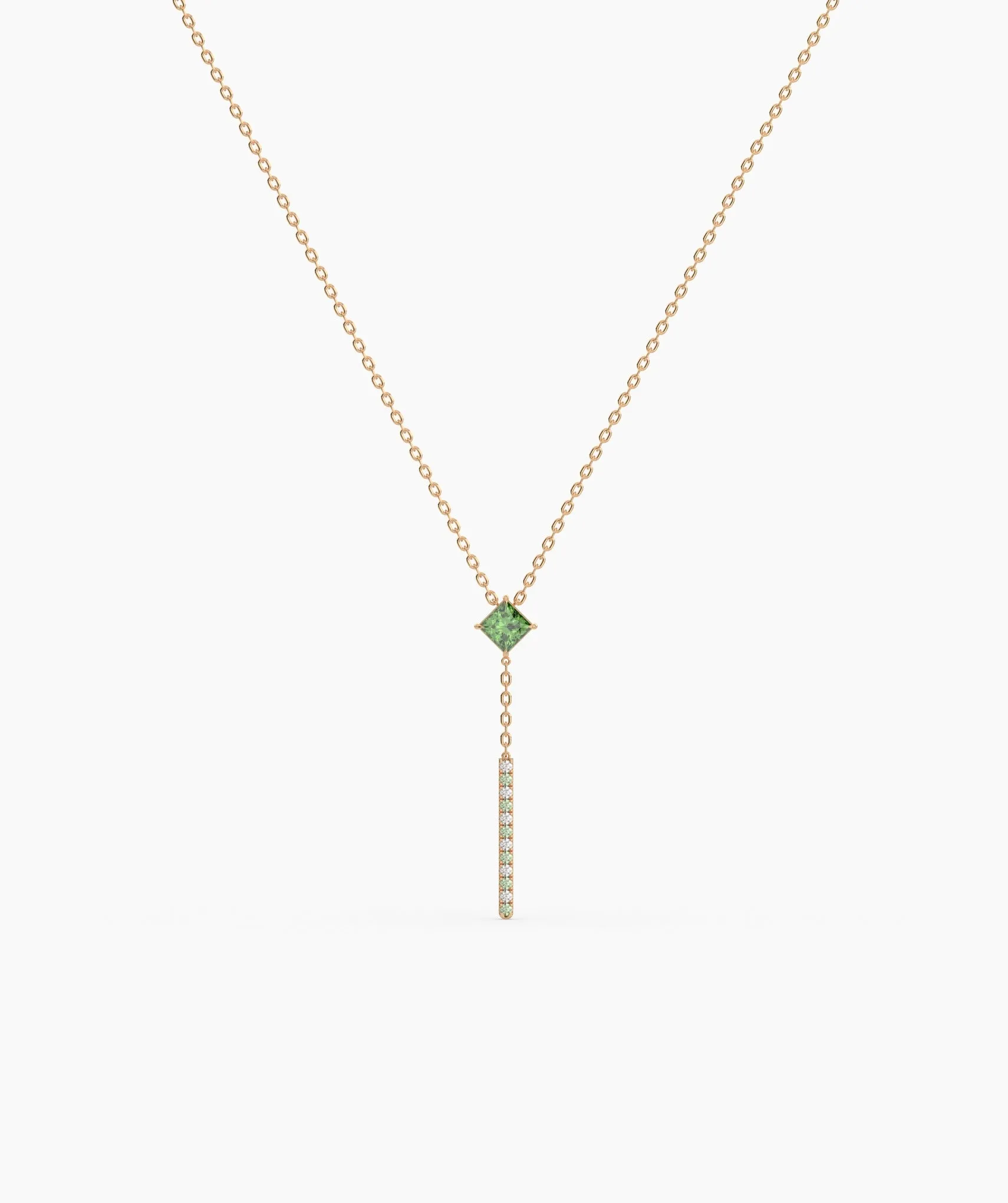 Contemporary Green Gem & Vertical Bar Necklace