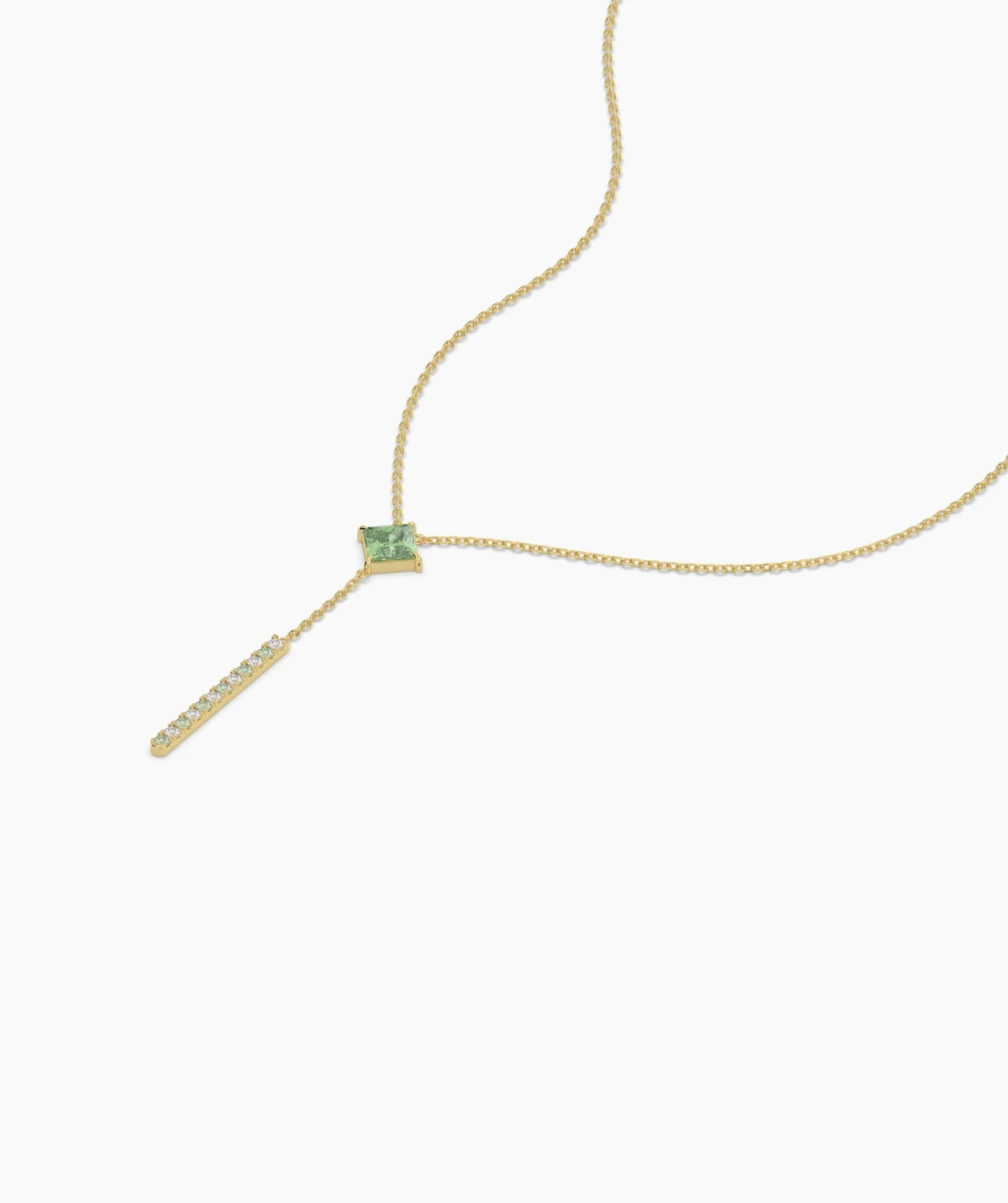 Contemporary Green Gem & Vertical Bar Necklace