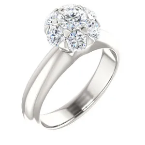 Continuum Sterling Silver 1 1/5 CTW Diamond Cluster Engagement Ring