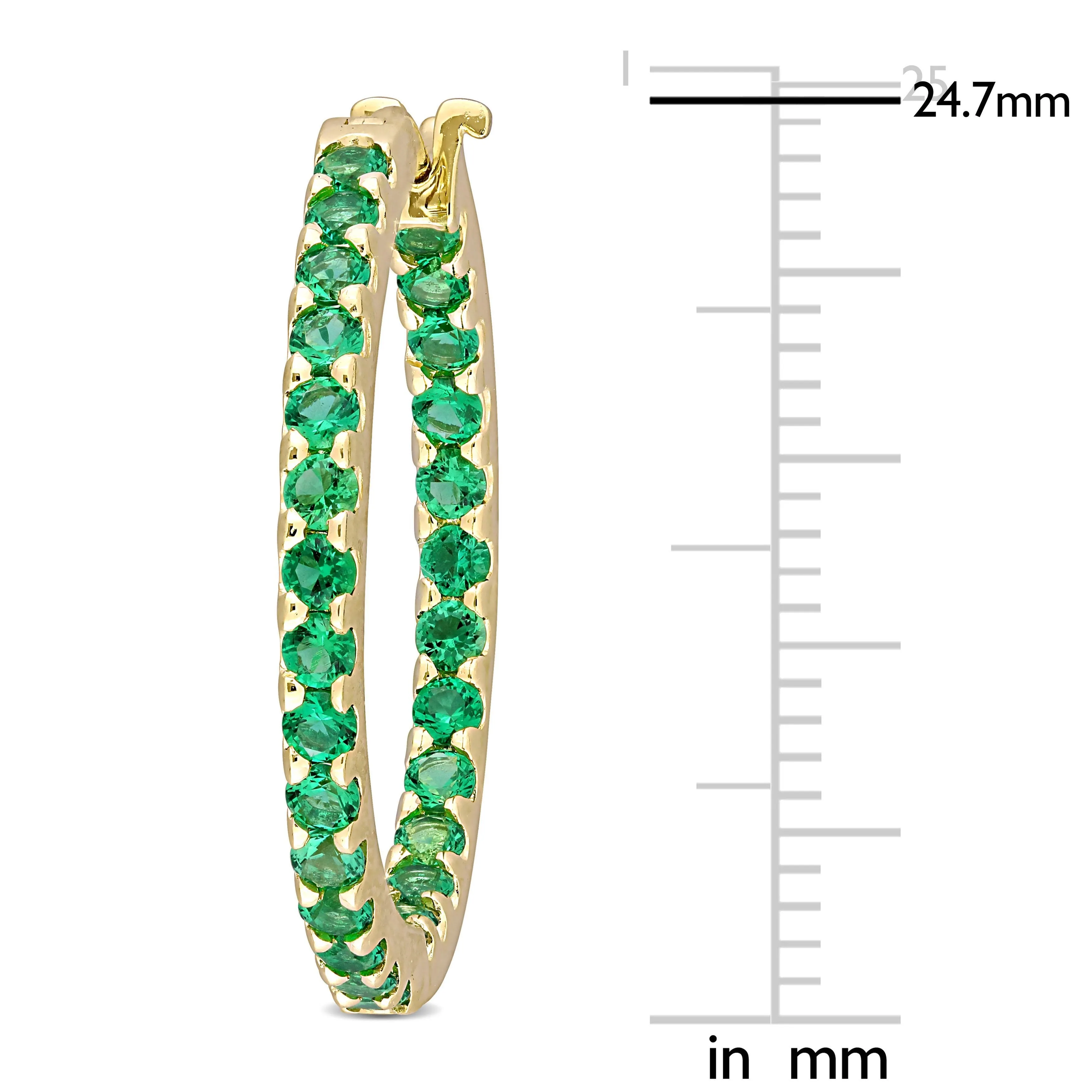 Created Emerald Hoop Earrings