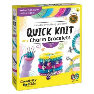 Creativity for Kids Quick Knit Charm Bracelets - Create 10 DIY Friendship Bracelets, Kids Jewelry Making Kit
