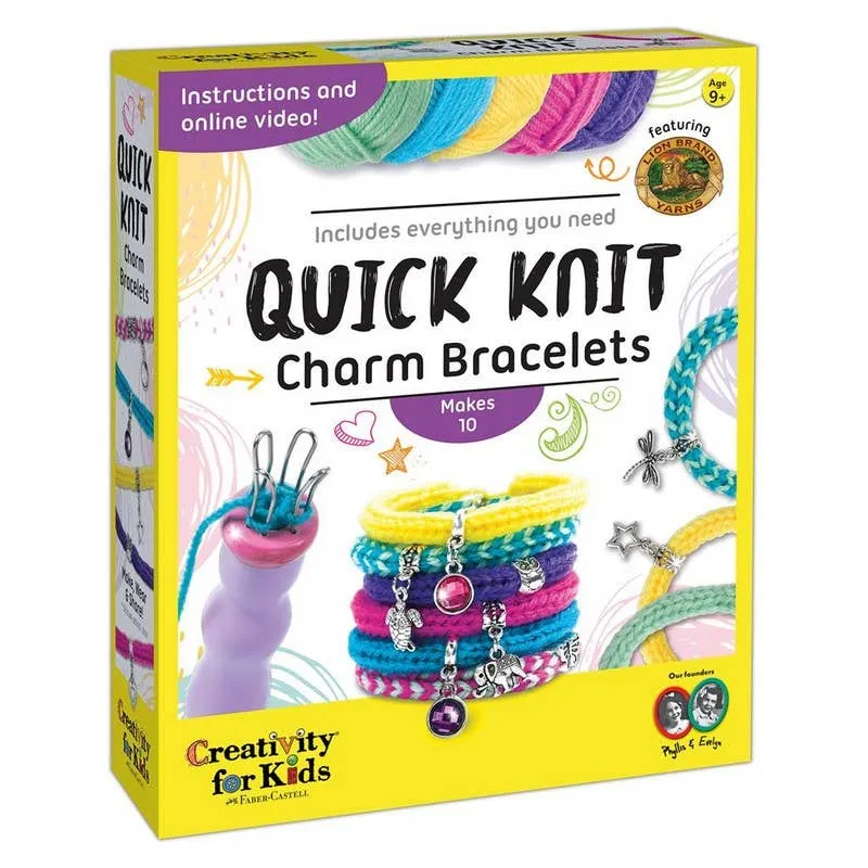 Creativity for Kids Quick Knit Charm Bracelets - Create 10 DIY Friendship Bracelets, Kids Jewelry Making Kit