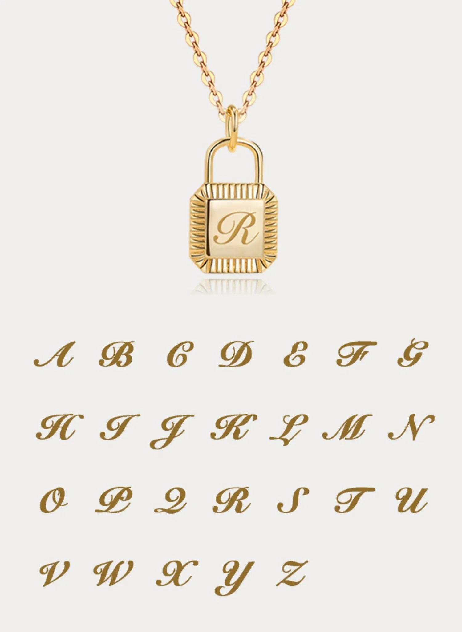Custom Letter Lock Diamond Necklace - Solid 18K Gold