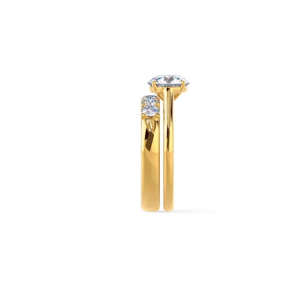 Custom Round Brilliant Solitaire Diamond Ring and Wedding Band