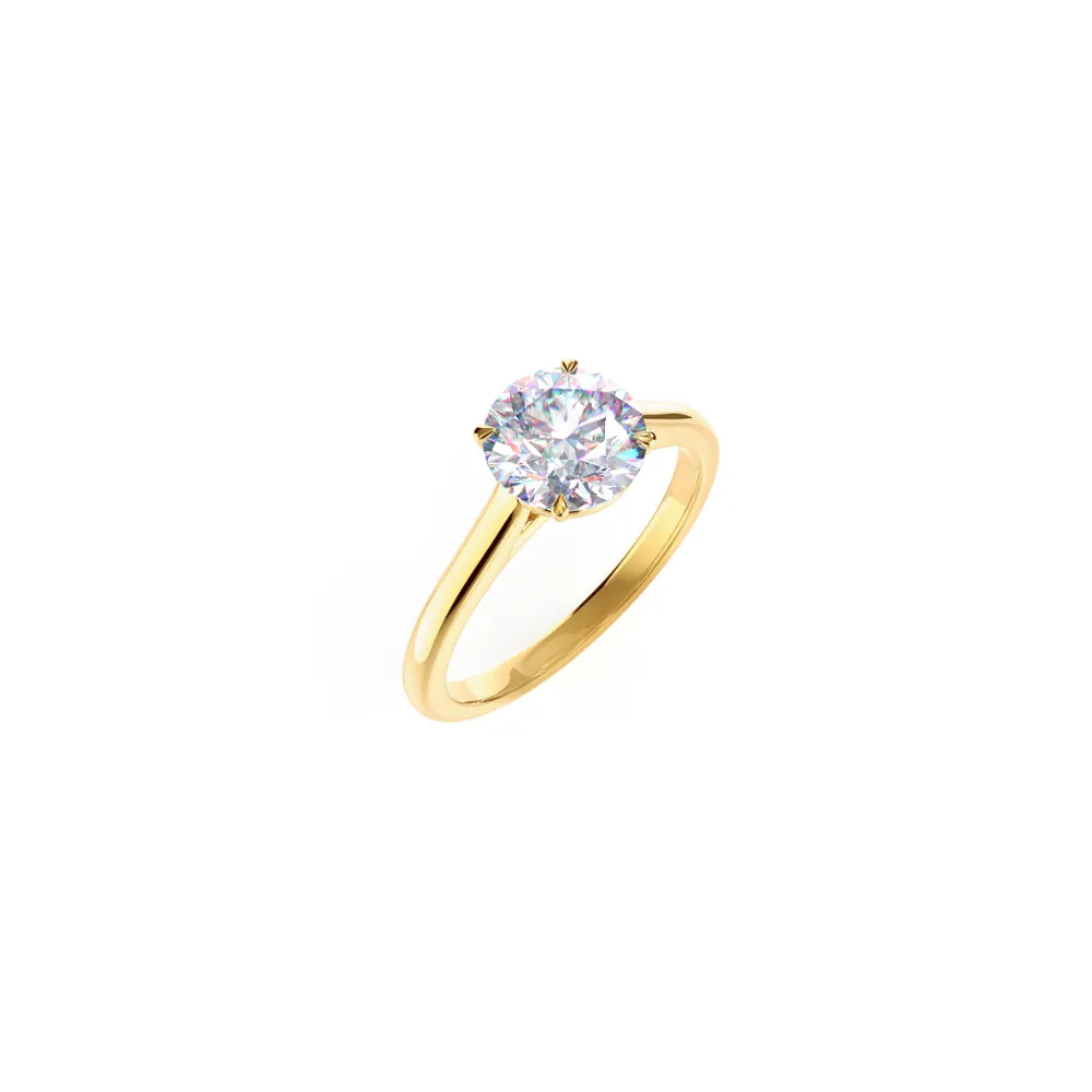 Custom Round Brilliant Solitaire Diamond Ring and Wedding Band