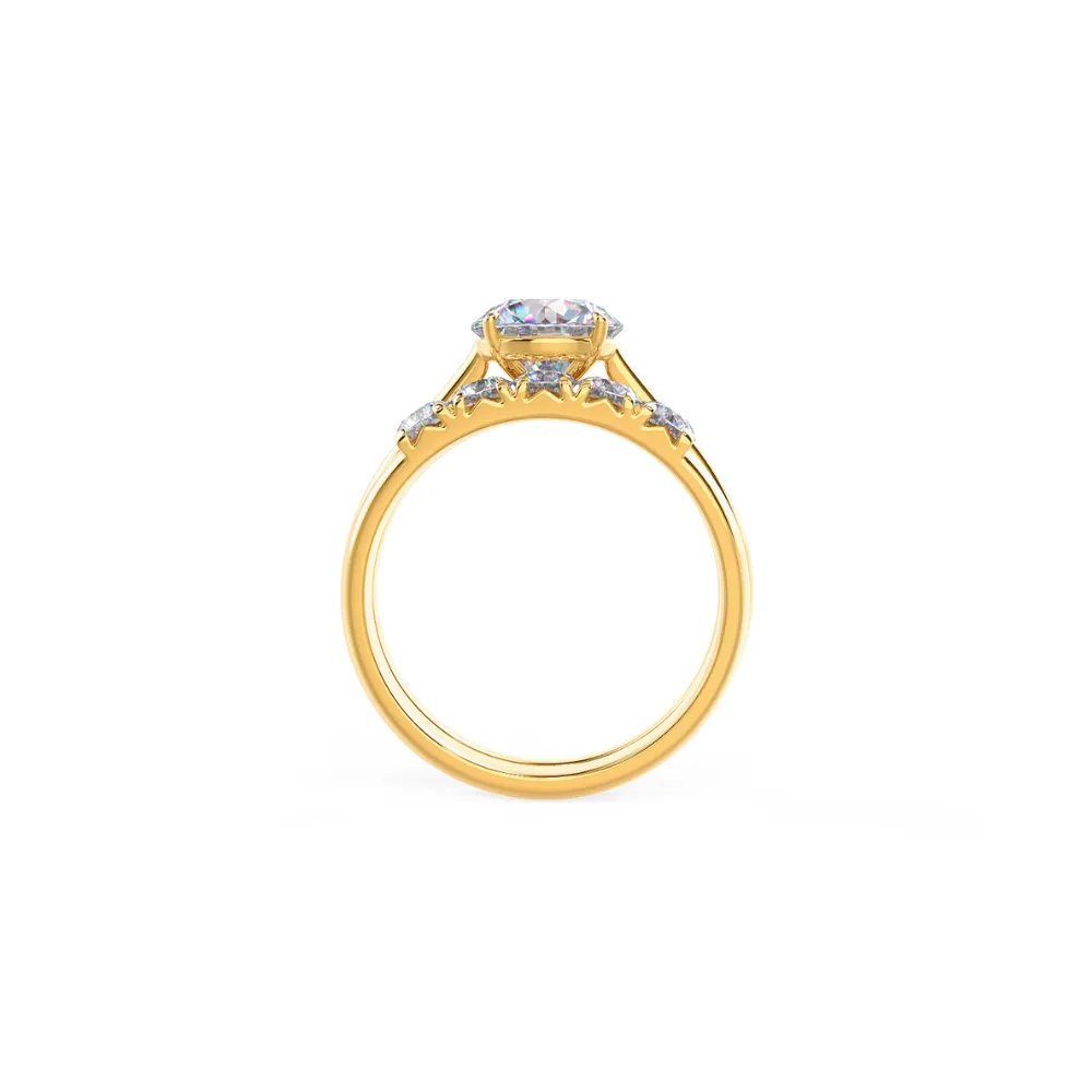 Custom Round Brilliant Solitaire Diamond Ring and Wedding Band