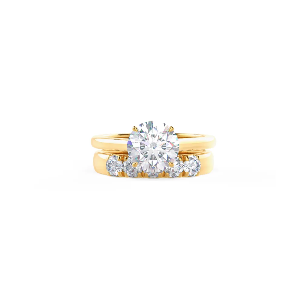 Custom Round Brilliant Solitaire Diamond Ring and Wedding Band