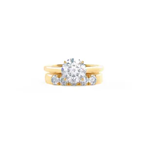Custom Round Brilliant Solitaire Diamond Ring and Wedding Band