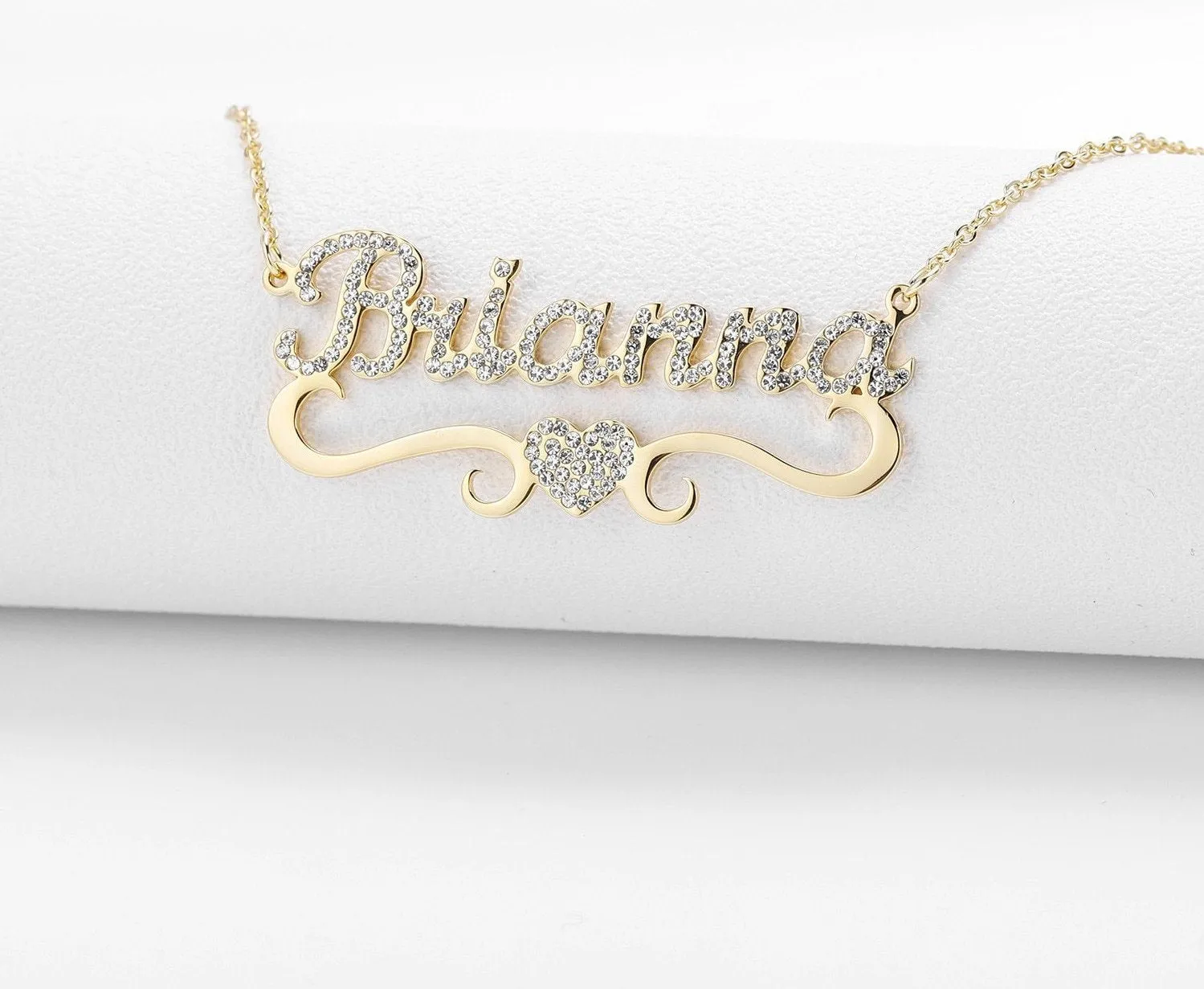 Customize This Heart W/ Name Bling Necklace