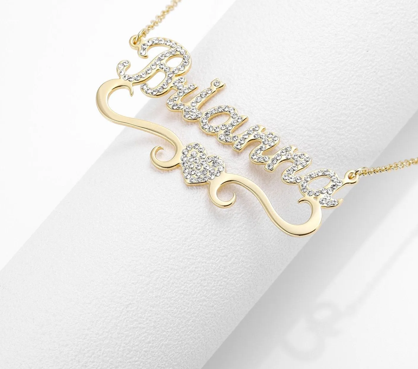 Customize This Heart W/ Name Bling Necklace