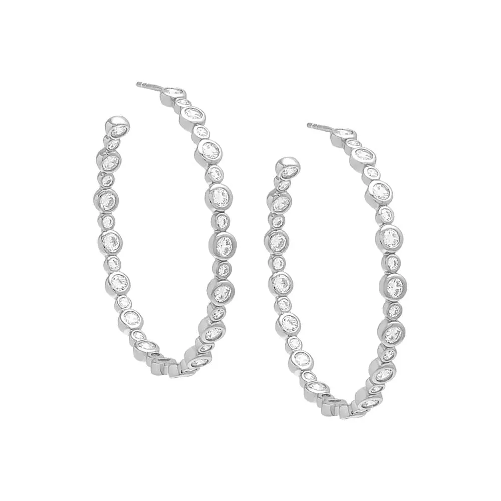 CZ Bezel Open Hoop Earring