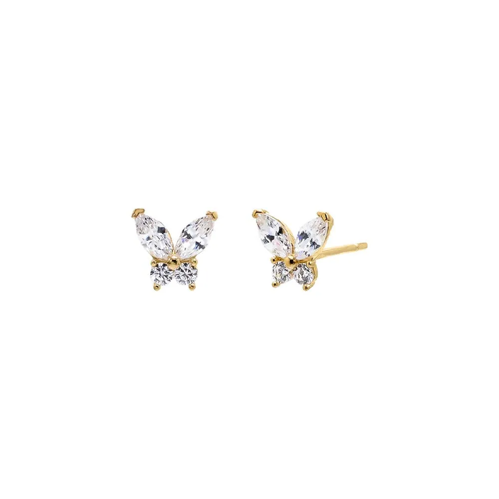 CZ Butterfly Stud Earring 14K