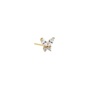 CZ Butterfly Stud Earring 14K