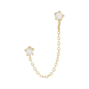 CZ Chain Stud Earring 14K
