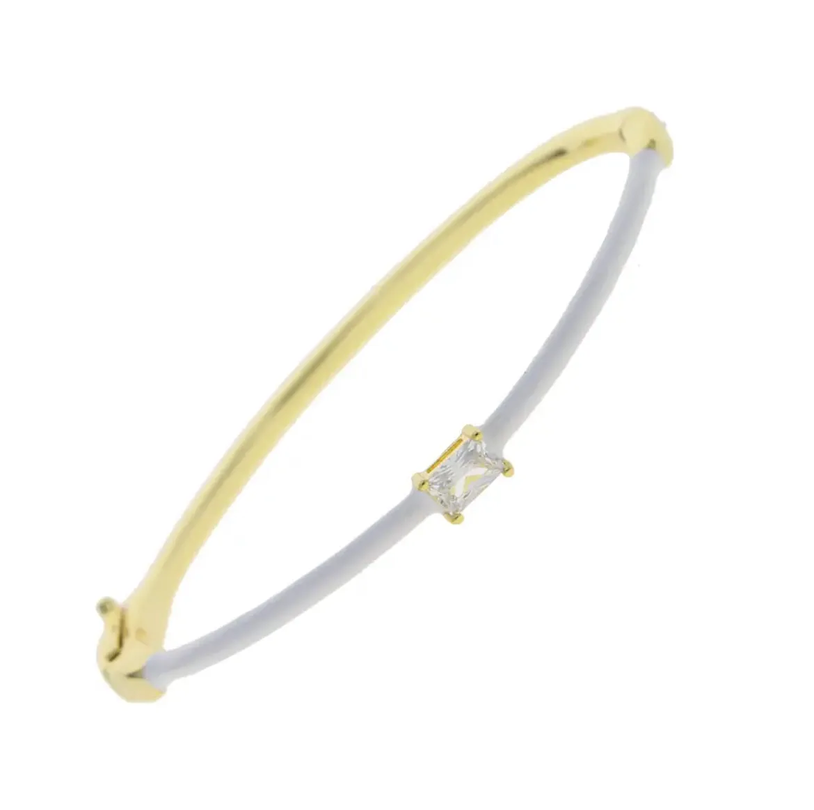 CZ Enamel Bangle Bracelet- Gold