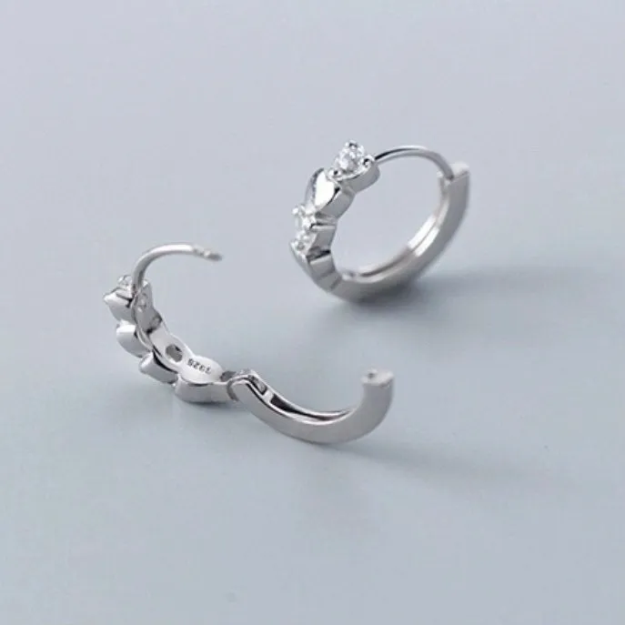 CZ Heart Huggies Hoop Earrings-SH016