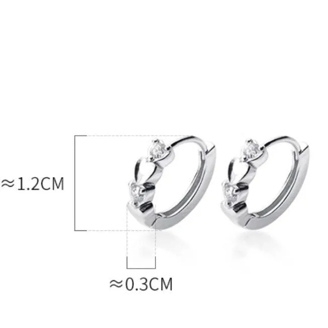 CZ Heart Huggies Hoop Earrings-SH016