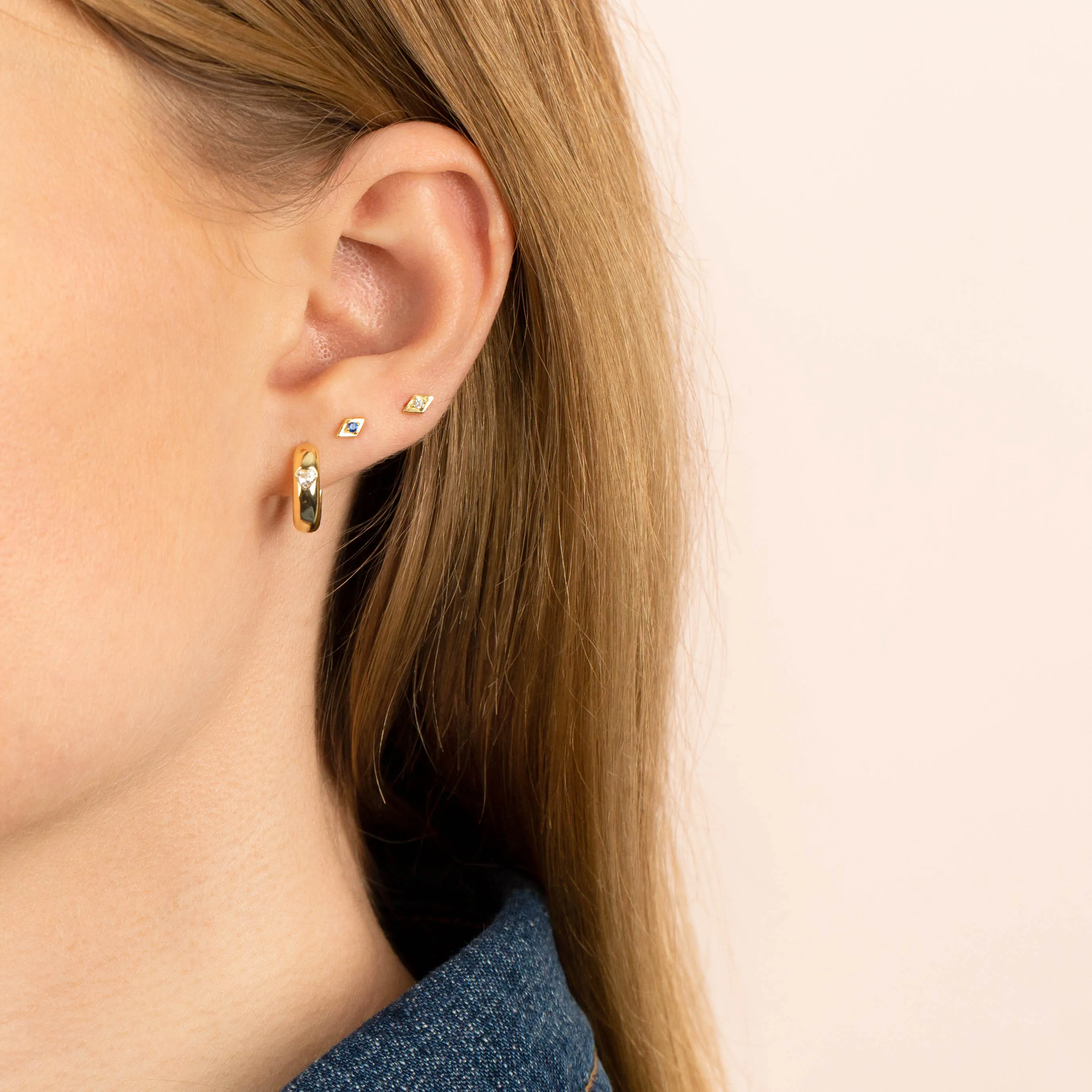 CZ Mini Heart Huggie Earring