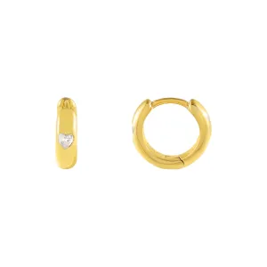 CZ Mini Heart Huggie Earring