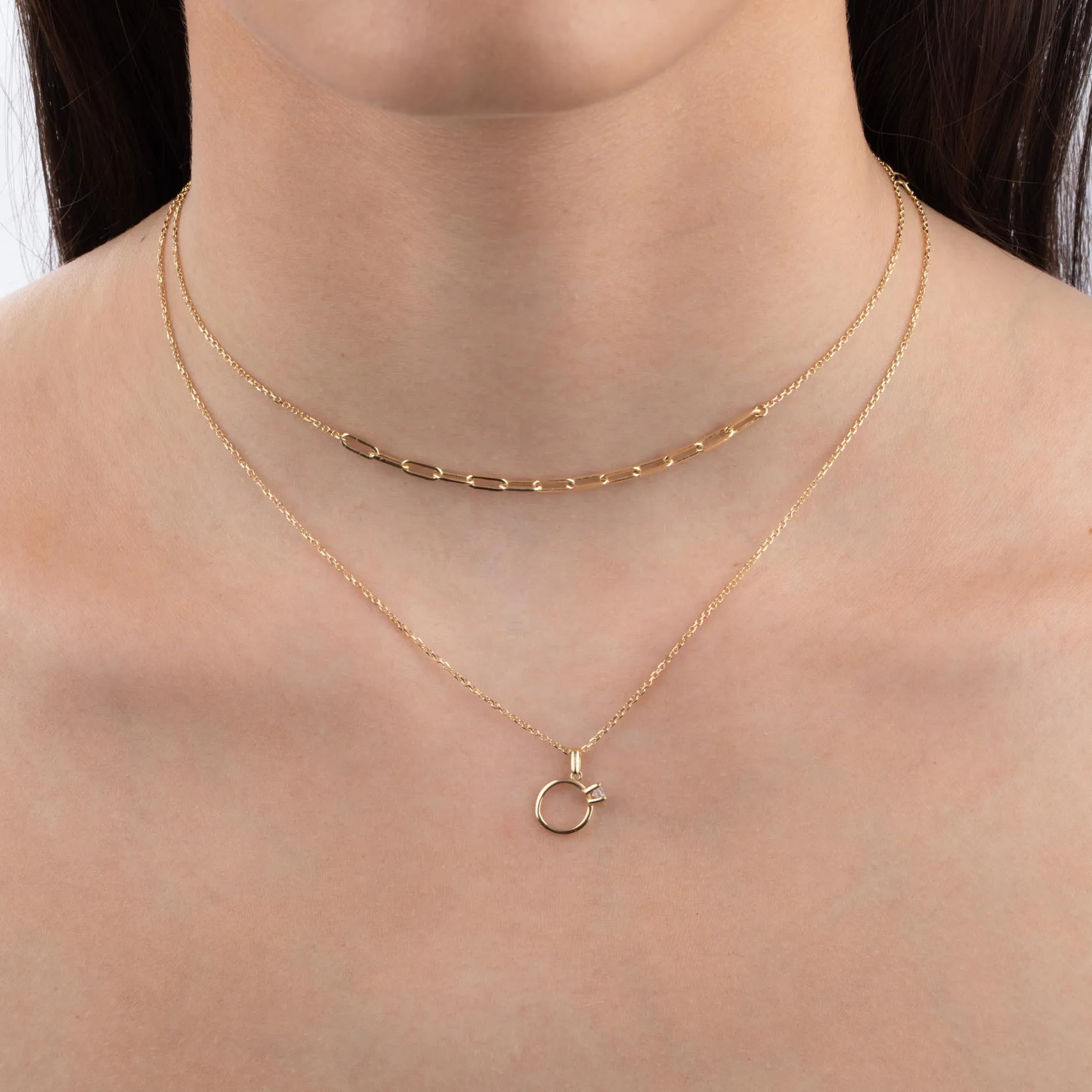 CZ Ring Necklace 14K