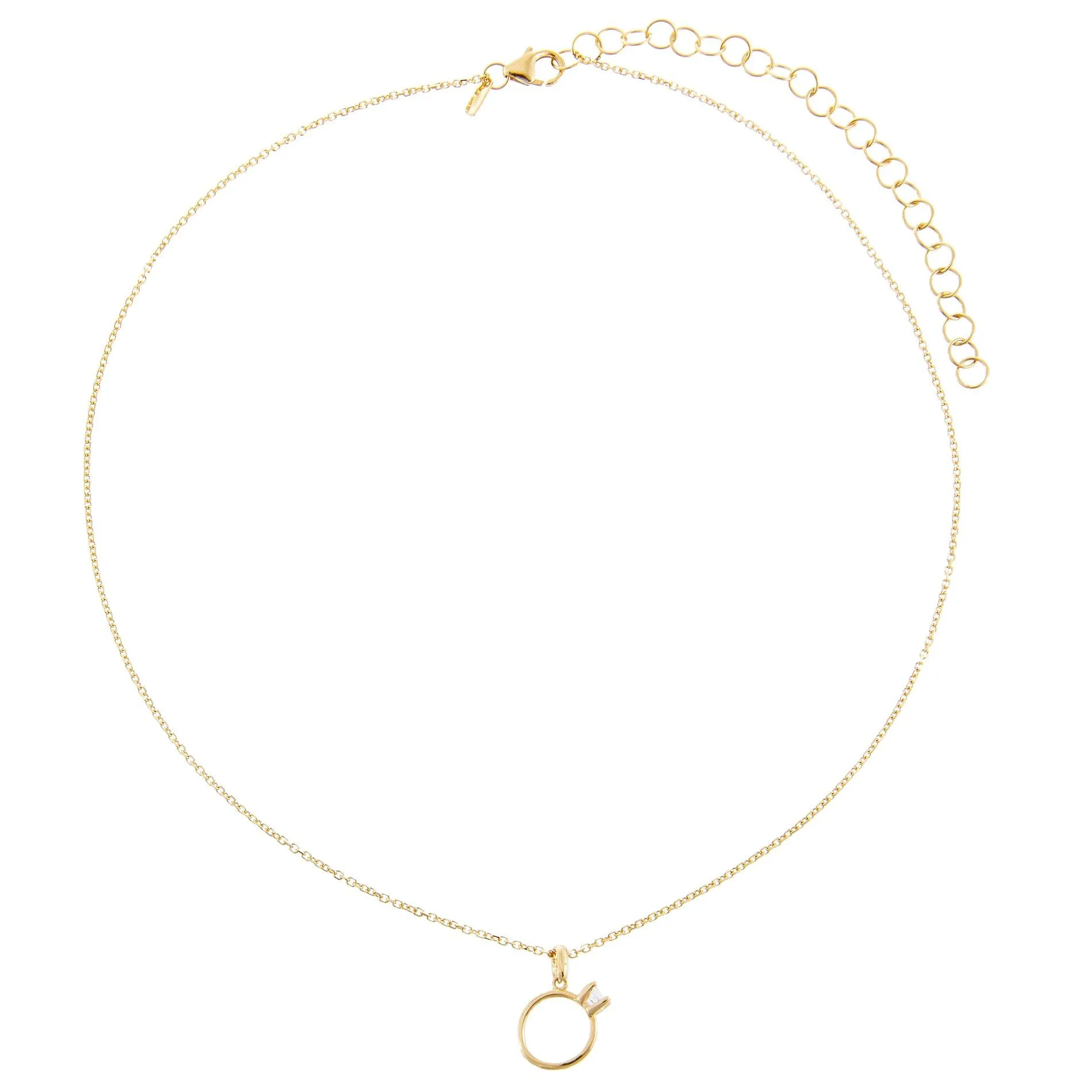 CZ Ring Necklace 14K