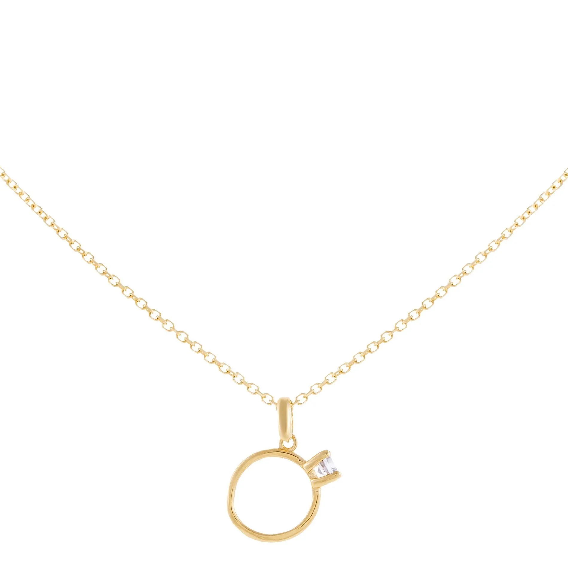 CZ Ring Necklace 14K