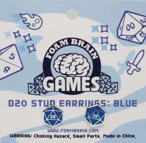 D20 Stud Earrings: Blue
