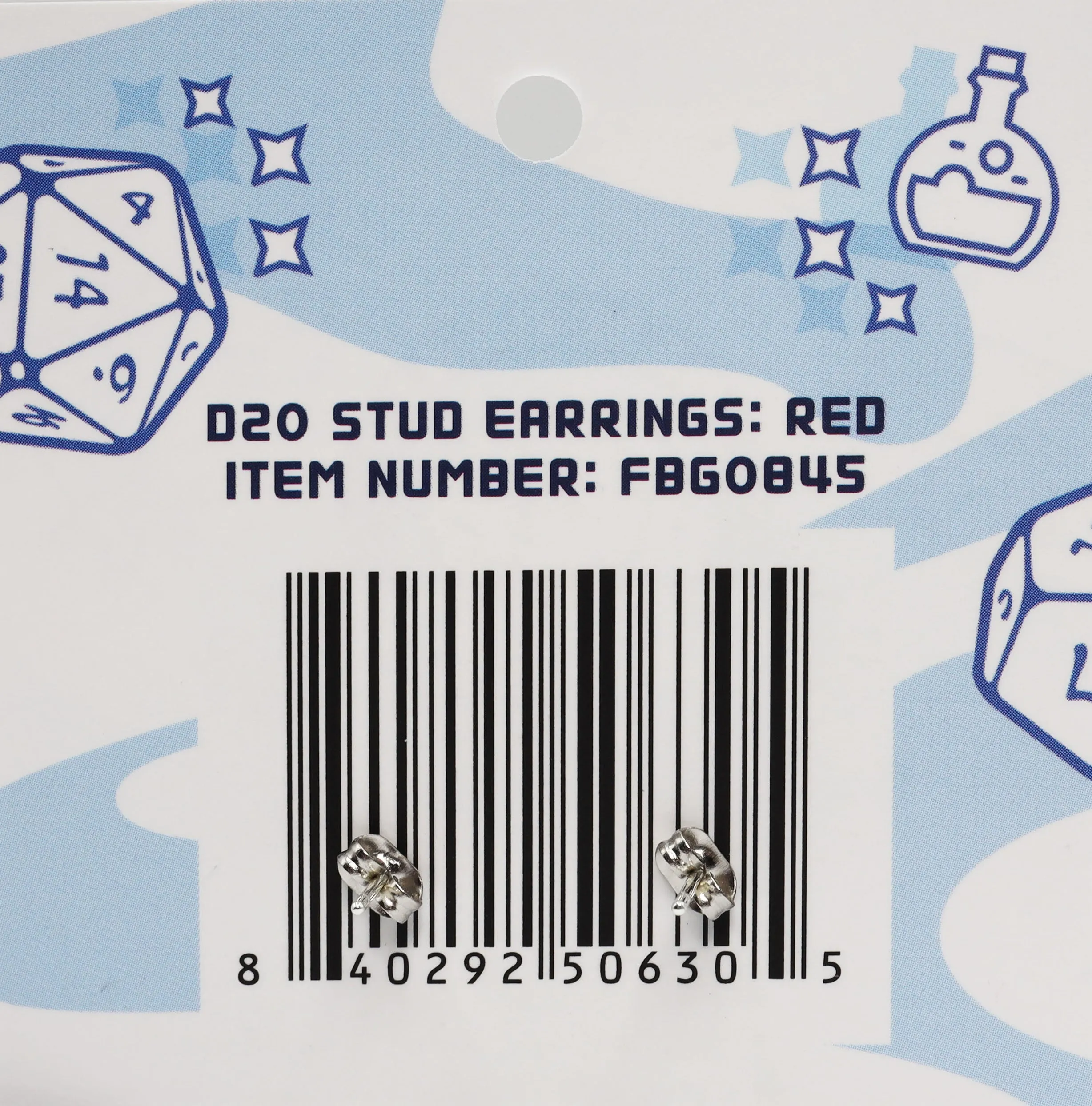 D20 Stud Earrings: Red