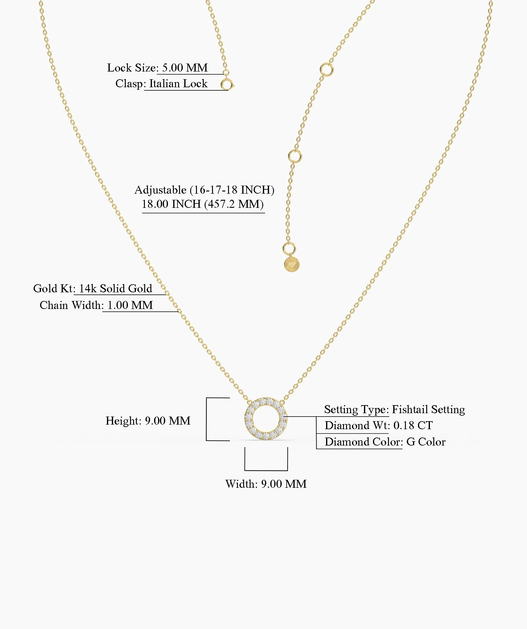 Dainty 14K Gold Diamond Circle Pendant