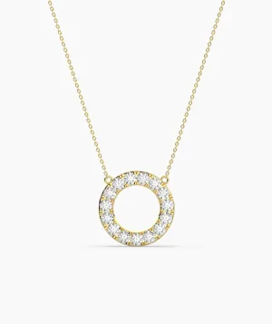 Dainty 14K Gold Diamond Circle Pendant