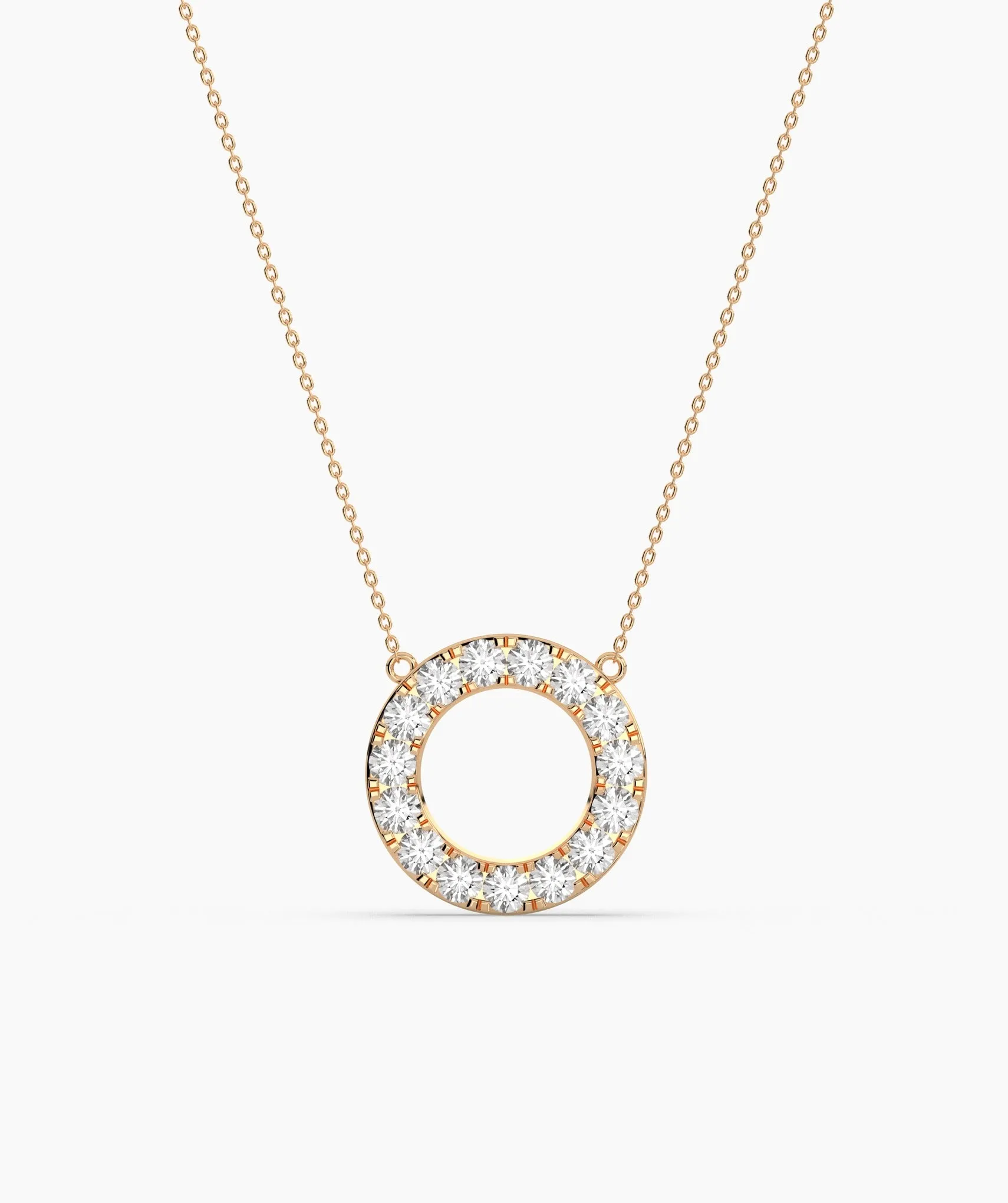 Dainty 14K Gold Diamond Circle Pendant
