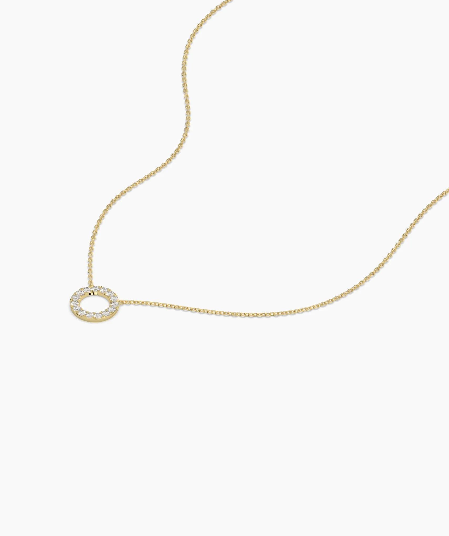 Dainty 14K Gold Diamond Circle Pendant