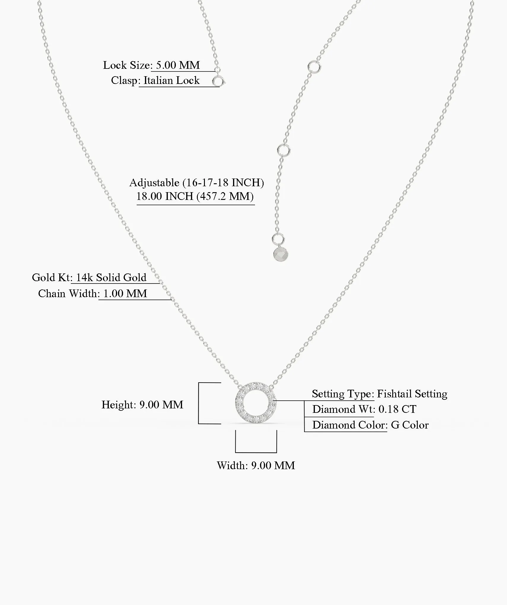 Dainty 14K Gold Diamond Circle Pendant