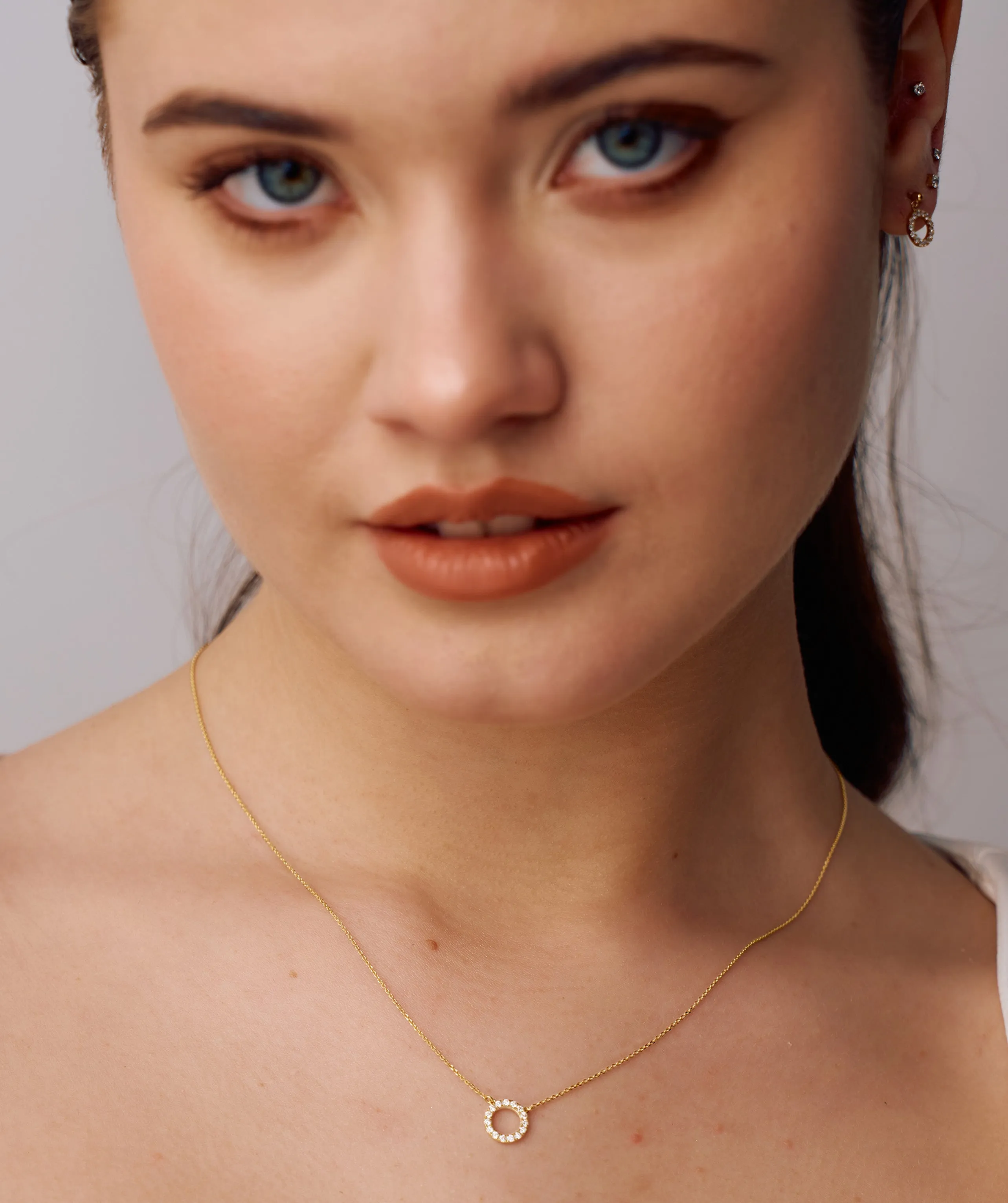 Dainty 14K Gold Diamond Circle Pendant