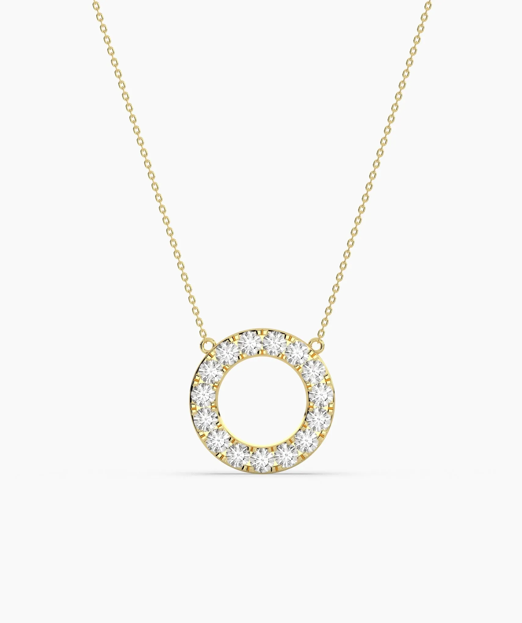 Dainty 14K Gold Diamond Circle Pendant